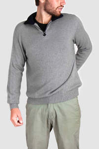Mens Cashmere Possum Cirrus Half Zip Jumper