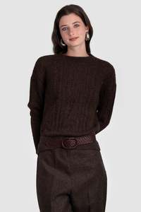 Womens Alpaca Cable Drop Shoulder