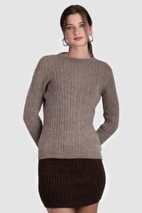Womens Alpaca Cable Rib Jumper
