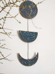 Ngā mata o te marama- Ceramic moon phases: Blue on Toast