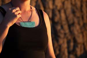 Aho Uku: Te Moana Nui a Kiwa Whakakai (Pendant), Turquoise