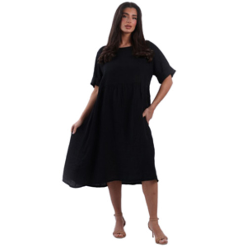 Gifts Accessories: BEAU Harlow Back Button Linen Dress Black