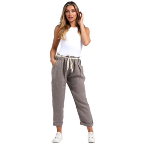 Gifts Accessories: BEAU Marcella Linen Trousers Mocha