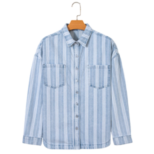 BEAU Indie Washed Striped Denim Shacket