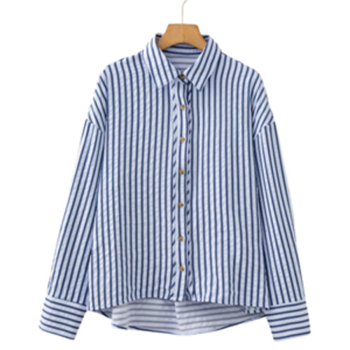 BEAU Emerson Striped Shirt Blue Lrg