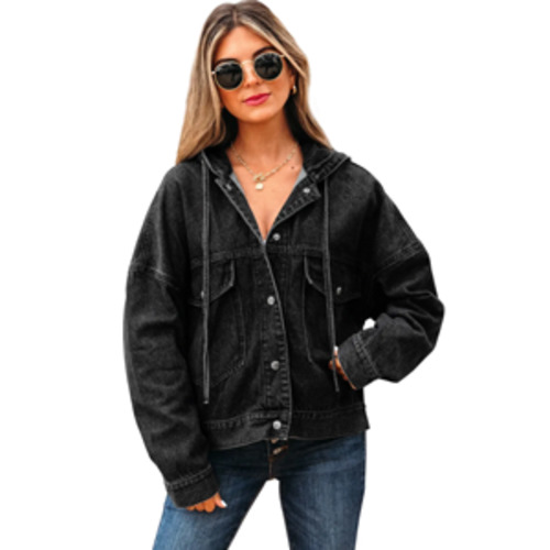 Gifts Accessories: BEAU Cameron Denim Hooded Jacket Black