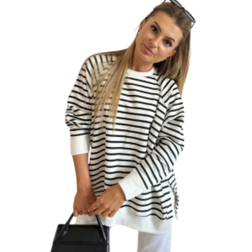 BEAU Harbour Black/White Striped Cotton Sweater