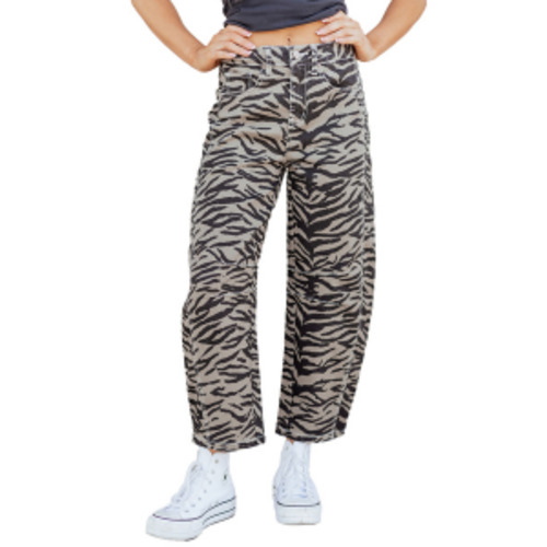 BEAU Zebra Wide Leg Barrel Jeans