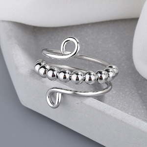 New Arrival: Sterling Silver 10 Beads Fidget Ring