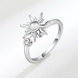 Spinner Rings Nz: Sun Anxiety Fidget Ring (Silver / Gold)