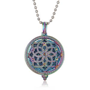 Aromatherapy Necklace Nz: Rainbow Lotus Essential Oil Necklace Diffuser