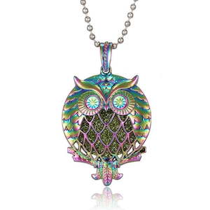 Rainbow Owl Essential Oil Necklace Diffuser