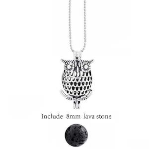 Classic Owl - Lava Stone Diffuser Necklace Silver / Essential Oil Diffuser