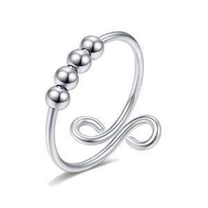 All: Sterling Silver 3 Mini Beads Fidget Ring