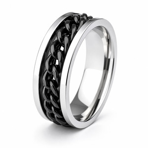 All: Black Chain on Silver Fidget Ring