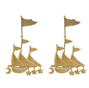 Sailing Boat Medallion Earrings