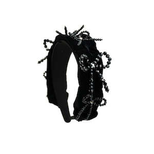 Gothic Romantic Lace Fairy Handcrafted Beaded Bow Headband