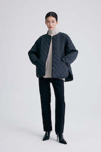 Design Lounge: Symbol Diamond-Pattern Round Neck Coat