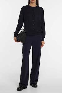 Merino Wool Cashmere: Battersea Super Extra Fine Merino Wool Round Neck Long Sleeve Cardigan