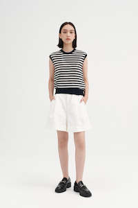 ÀIMAI French Classic Merino Wool Blue and White Striped Knit Vest