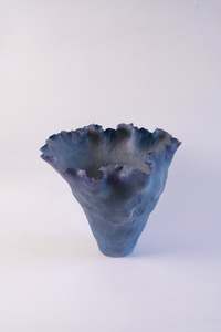Art Decore: Whispers of Water – The Lagoon Blue Ruffle Ceramic Vase