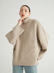 Cambridge Wool-Cashmere Oversized Turtleneck Sweater