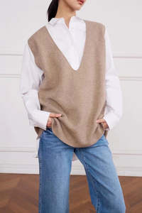 Naturalway Pure Cashmere Deep V-Neck Vest