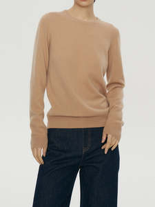 Merino Wool Cashmere: Deluxe Essential Premier Cashmere Round Neck Sweater