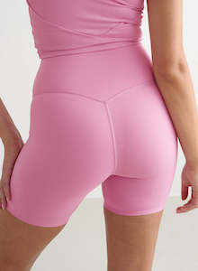 SHORTS: PEONY PINK SENSE MIDI BIKER SHORTS