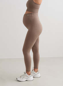Espresso Maternity Ribbed Seamless Tights