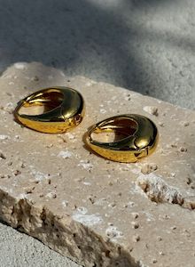 Full Price: Gold Waterproof Drop Hoop Earrings