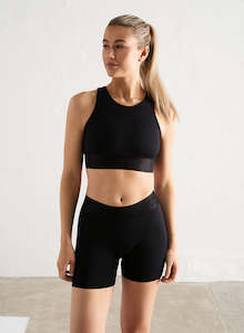 Black Bound Seamless Midi Shorts