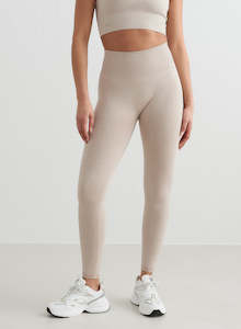 Seamless Tights: Beige Ribbed Seamless Tights