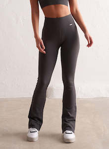 Seamless Tights: Shadow Grey Ribbed Seamless Flare Tights