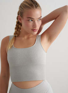 Singlets: Grey Melange Ribbed Seamless Shaping Bralette
