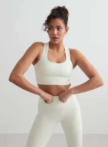 Sports Bras High Support: Off-White Ribbed Seamless High Support Bra