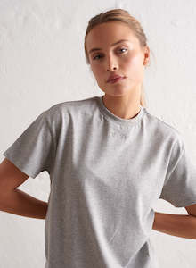 T Shirts: Grey Melange Boyfriend T-shirt