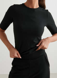 T Shirts: Black Sense Half Sleeve Top