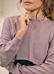 Crop Tops: Dusty Violet Comfy Cropped Sweatshirt