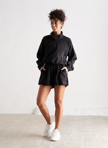 Running Shorts: Black Windbreaker Shorts