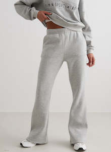 Sweatpants: Grey Melange Flare Sweatpants