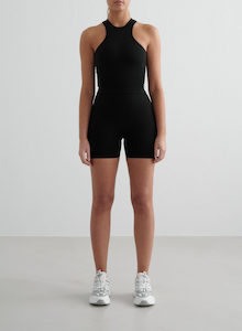 Biker Shorts: Black Shape Seamless Hotpants & Racerfront Top Set