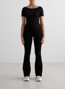 High Waist Tights: Black Tulip Flare Tights