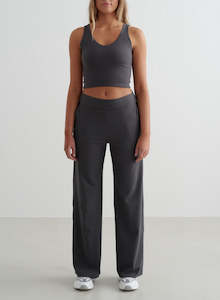 Shadow Grey Sense Wide Pants & Bralette Set