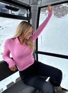 New Arrivals: Peony Pink Ribbed Wool Half Zip