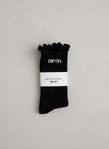 Black Frill Logo Socks