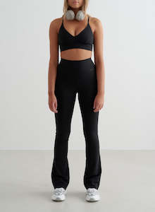 Strap Bras: Black Sense Flare Tights & Strap Bra Set