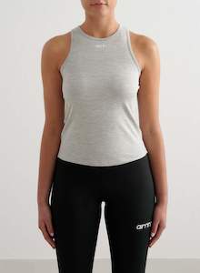 Tops: Grey Melange Soft Basic Singlet