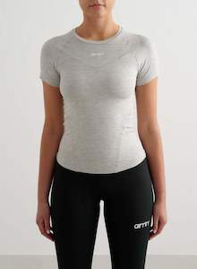 Tops: Grey Melange Soft Basic Short Sleeve