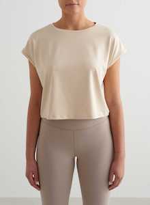 Tops: Café Au Lait Soft Basic Roll Sleeve Top